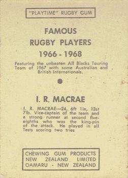 1968 Playtime Rugby Gum Famous Rugby Players - Blue #8 Ian MacRae Back